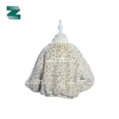 Sweter ze sztucznego futra w panterkę z kołnierzykiem ze ściągaczem Ściągacze na dole dla dzieci